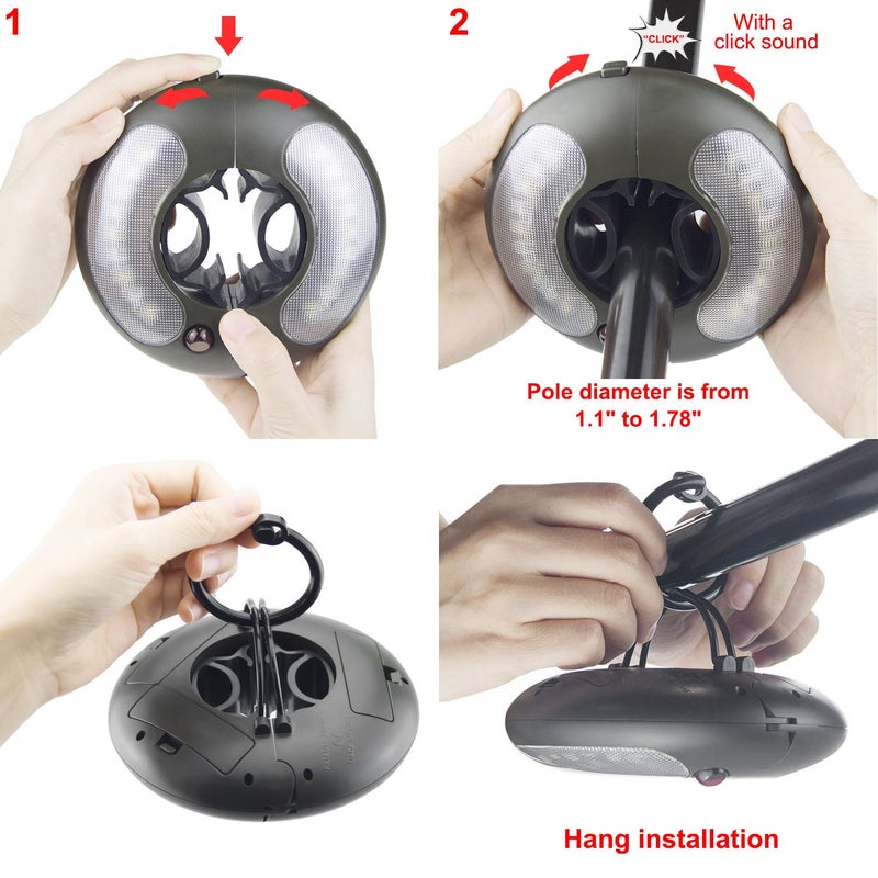 HONWELL Patio Umbrella Light, 18 LEDs 3xAA Battery Operated Umbrella Pole Light with RF Remote 80Ft Through Wall, 4 Modes, 12 Color Changing Outdoor Camping Light with Hanging Ring for Umbrellas,Tent - Image 5